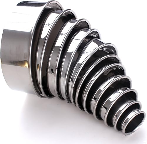 Miniatura 2 de HAZOULEN Juego de cortadores redondos de galletas de acero inoxidable en lata de almacenamiento, varios tamaños, 11 piezas