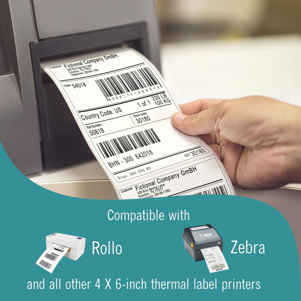 4X6 Thermal Labels, Shipping Labels Strong Adhesive, Thermal Label 4X6 for Printer, 10 Rolls 250 Label/Roll Compatible with Rollo, Zebra Desktop Printers - Image 5