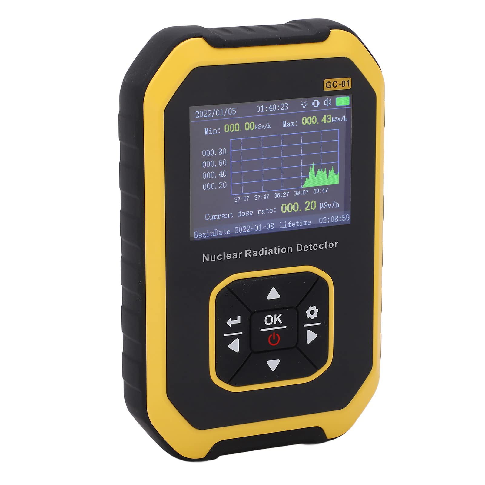 Contador Geiger Detector de Radiación Nuclear, Pantalla LCD Dosímetro de Radiación, Medidor Portátil de Monitor de Radiación Recargable de Rayos X β γ Beta Gamma, 5 Unidades de