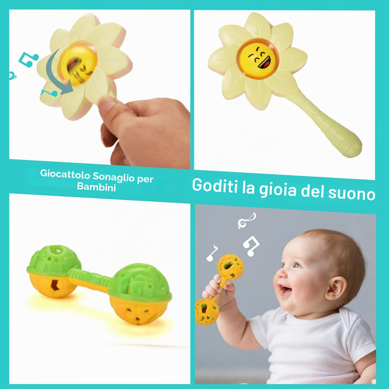 Giocattoli Montessori per bambini dai 6 ai 18 mesi, giocattoli sensoriali ed educativi 9 in 1 per neonati, giocattoli con torre impilabile e ventosa, giochi di abbinamento