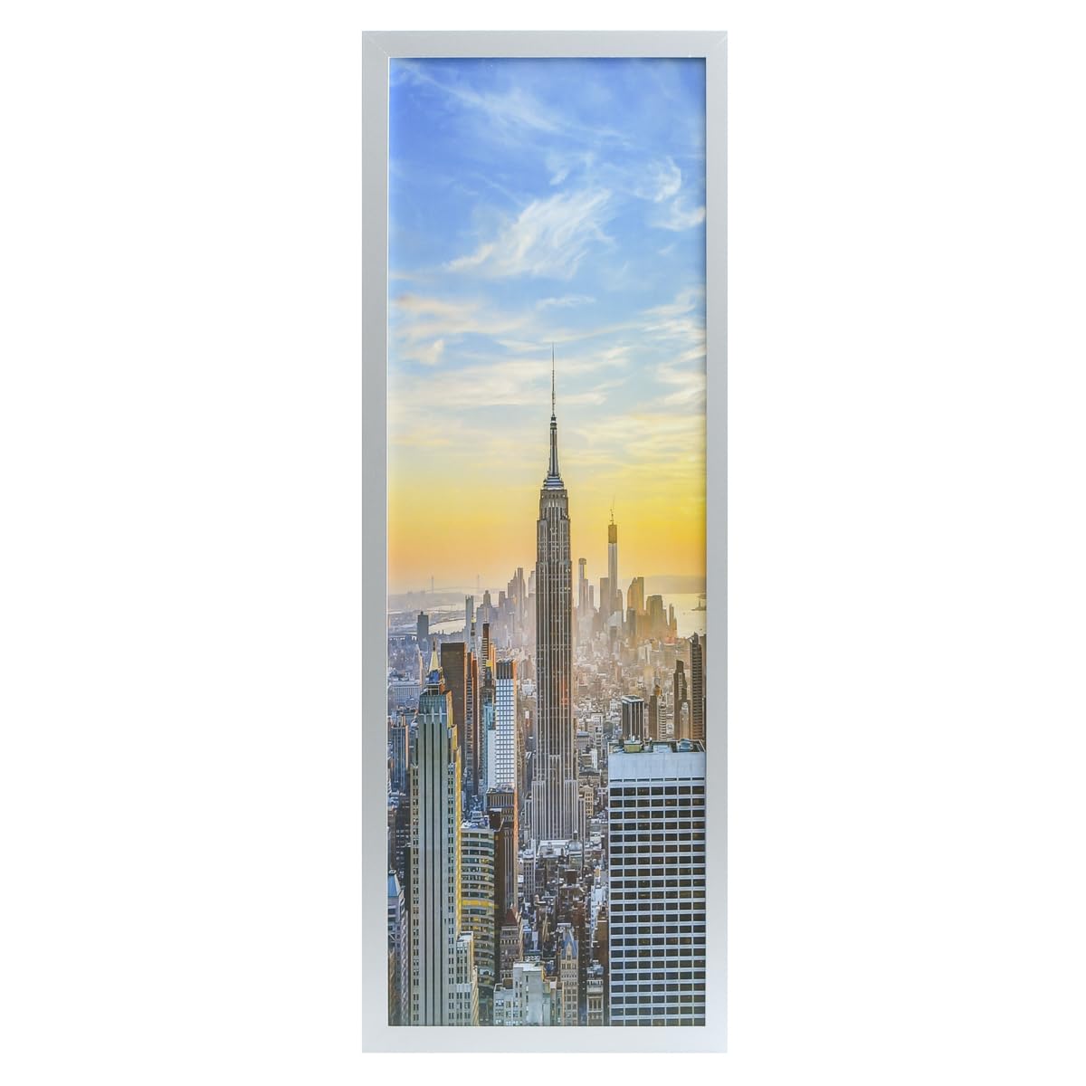 Frame Amo Silver 12x36 Picture or Poster Frame, 1 inch Wide Border, Smooth Finish, Acrylic Front