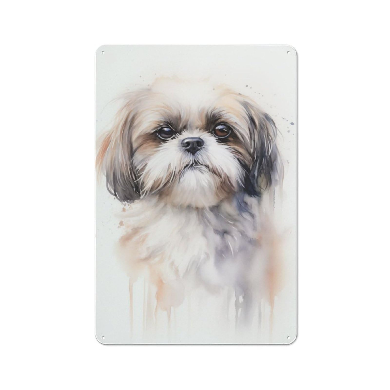 Junmoney Shih Tzu Portrait Tin Sign 30X20cm For Workshop Wall, Rustic Wall Decor, Suited To Workshop Decor Fans