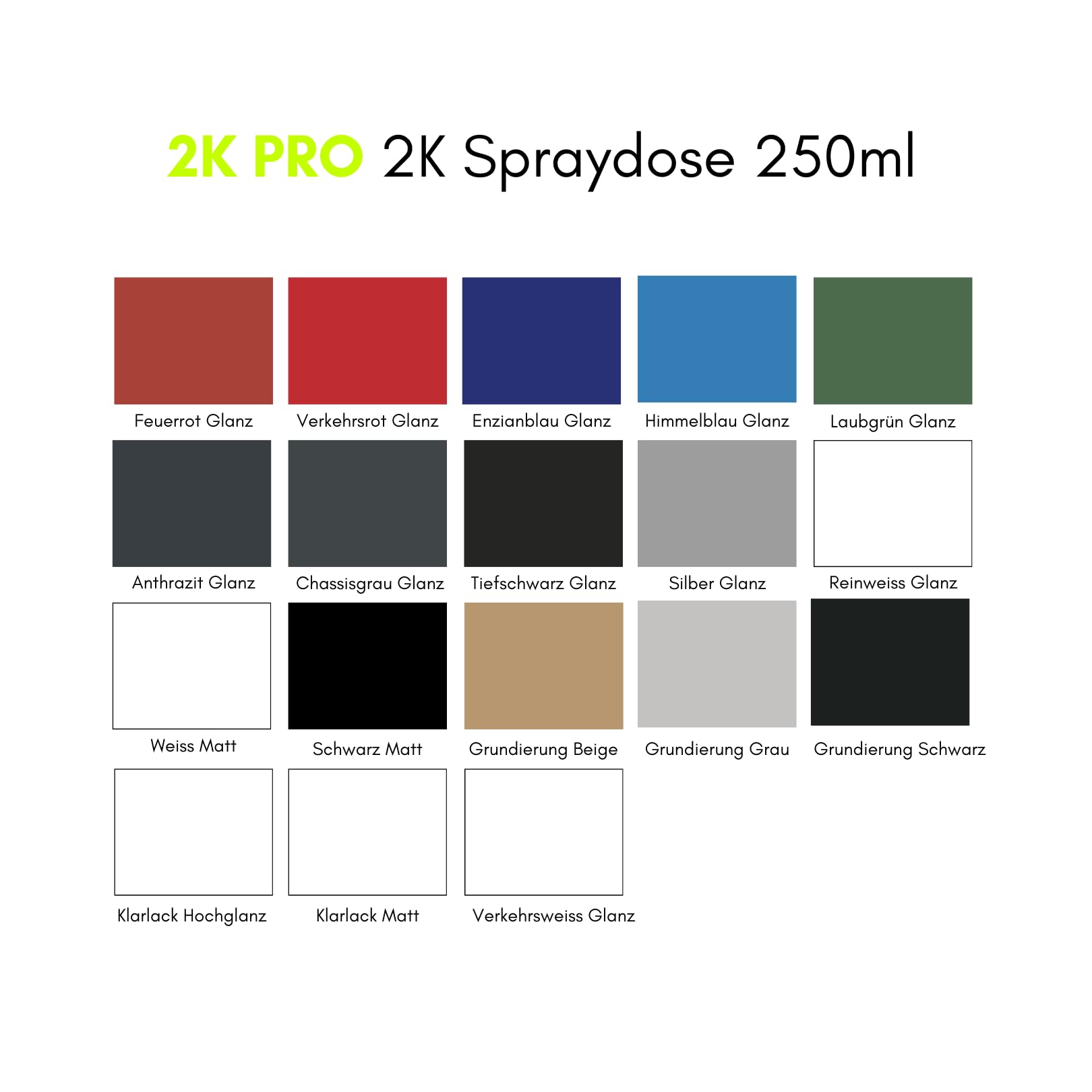 2K Spraydose 250ml - 2 Komponenten Sprühlack, Schnelltrocknender Spritzlack, UV-Beständig, Stoss- und Kratzfest | RAL9005 - Tiefschwarz Glanz