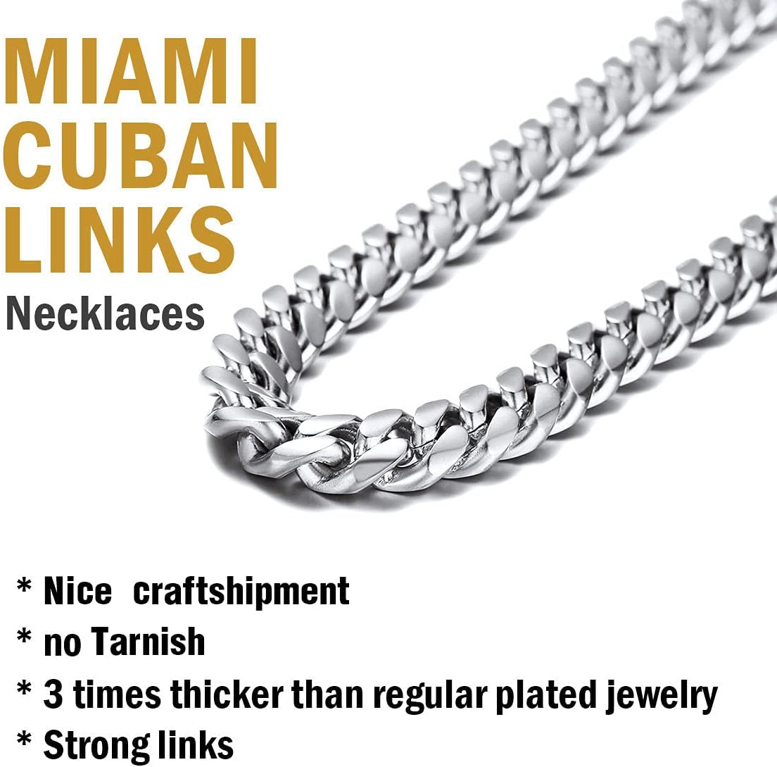 ChainsPro 10MM 24 inch Cuban Chain Necklace 19CM Men Bracelet