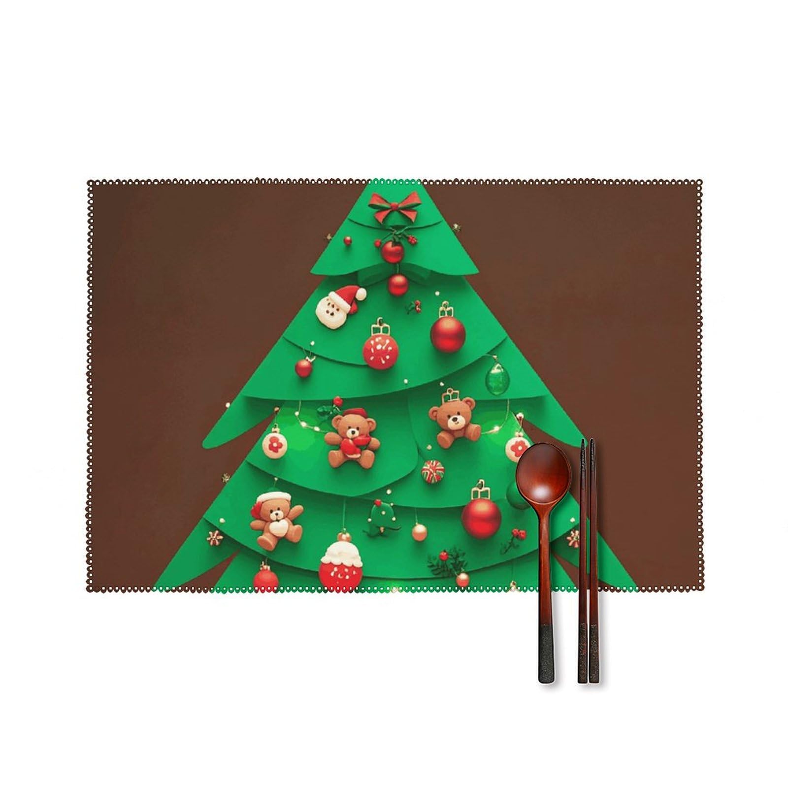 Sets de table Noël lavables en toile grand format 45x30cm lot de 6