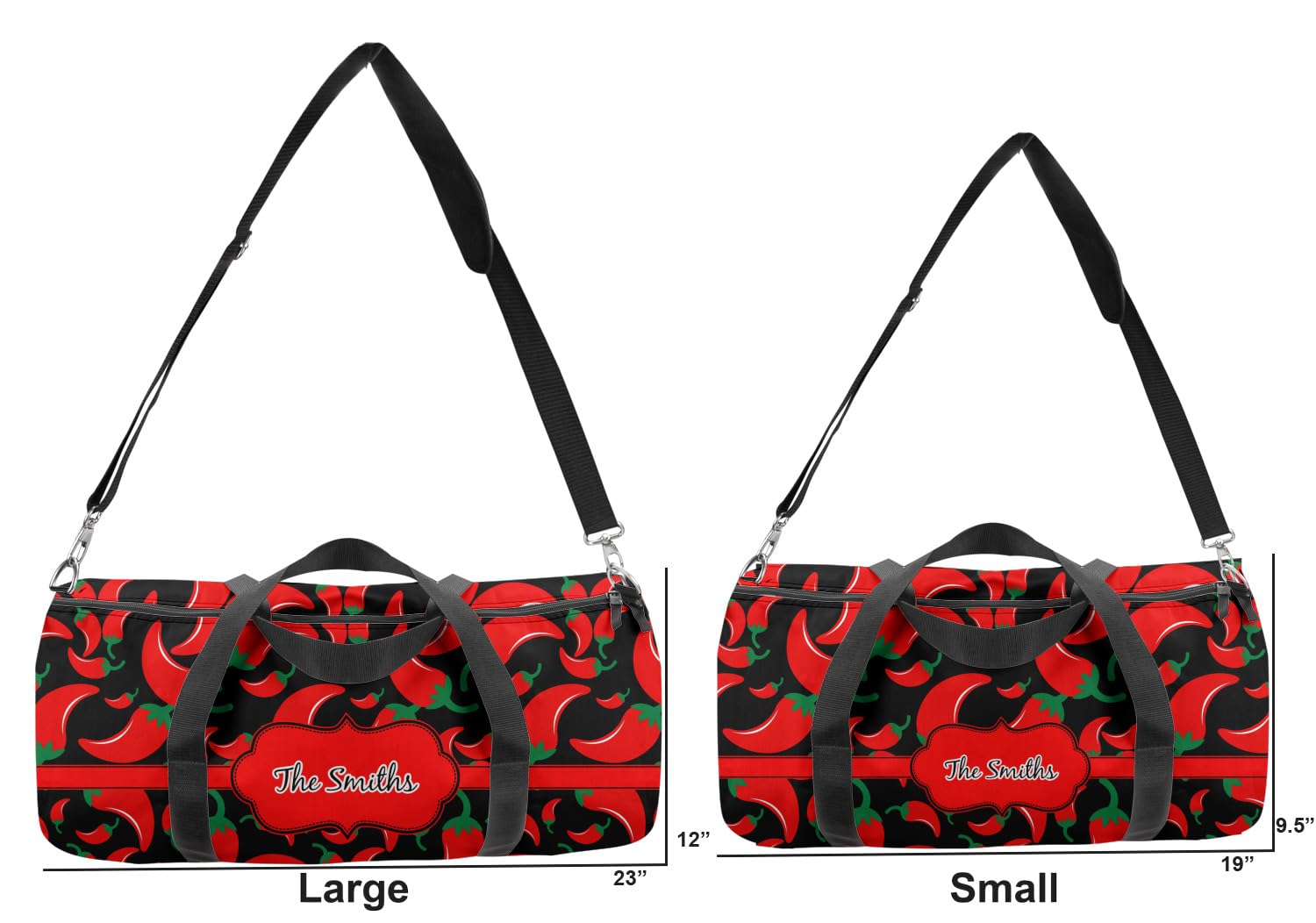 YouCustomizeIt Personalized Chili Peppers Duffel Bag - Small