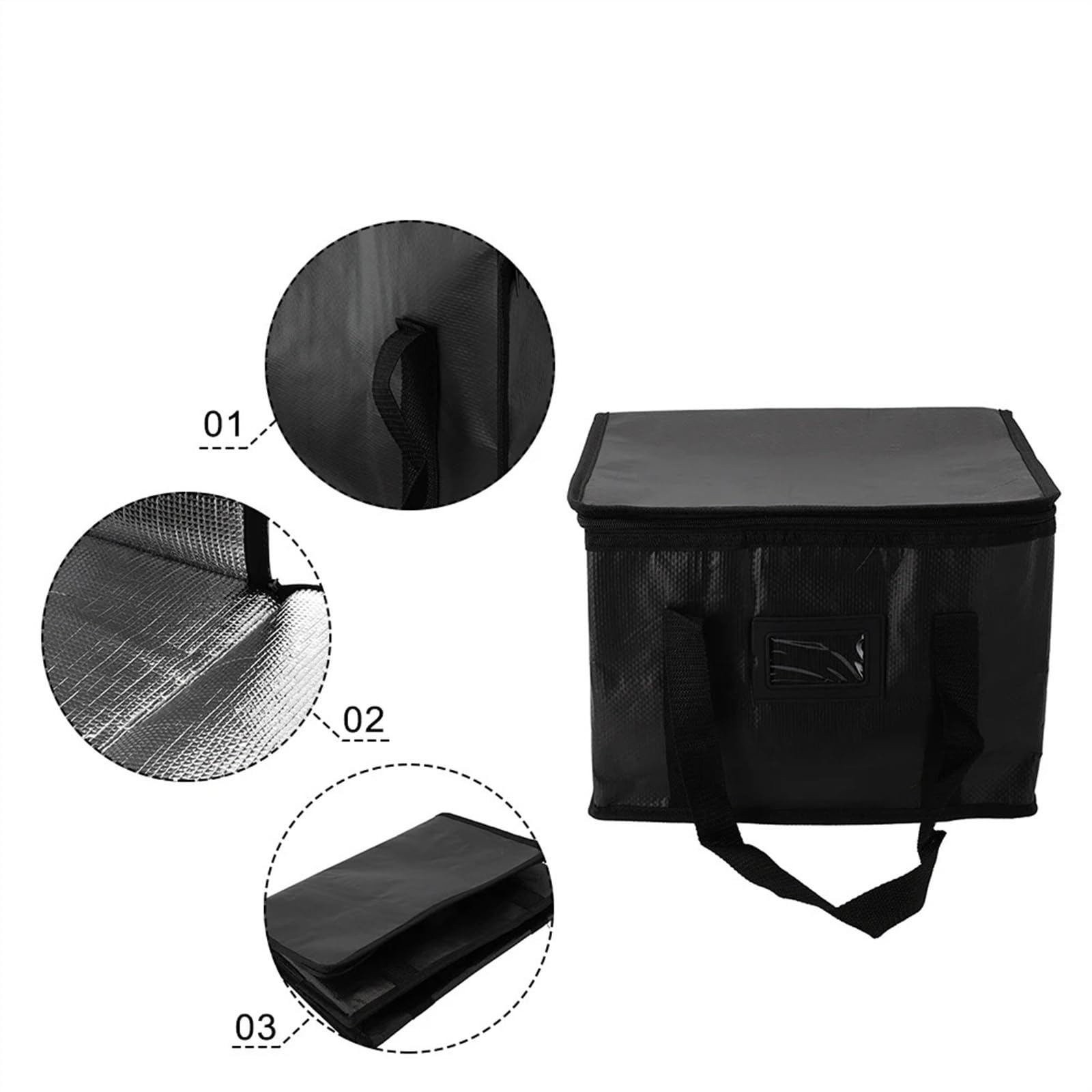 Borsa Termica, Borsa Termica Grande Pizza 16L/28L, borsa termica Uso apto para picnic, scatola Uso apto para il pranzo isolata, pieghevole, impacco di ghiaccio, borsa termica Uso apto para alimenti po