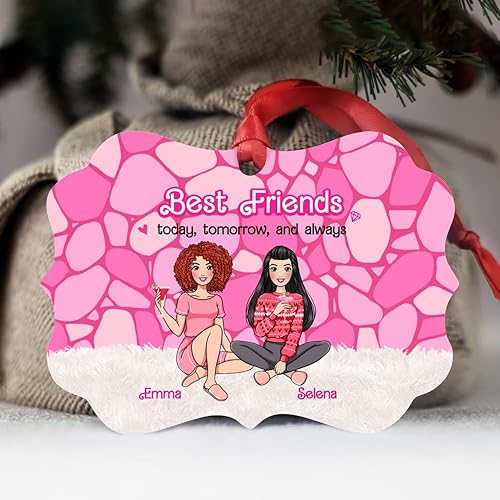 Miniatura 10 de Gossby Adorno personalizado para árbol de Navidad de Besties Forever, regalo de Navidad personalizado para mujeres con diseño, nombre, regalo de