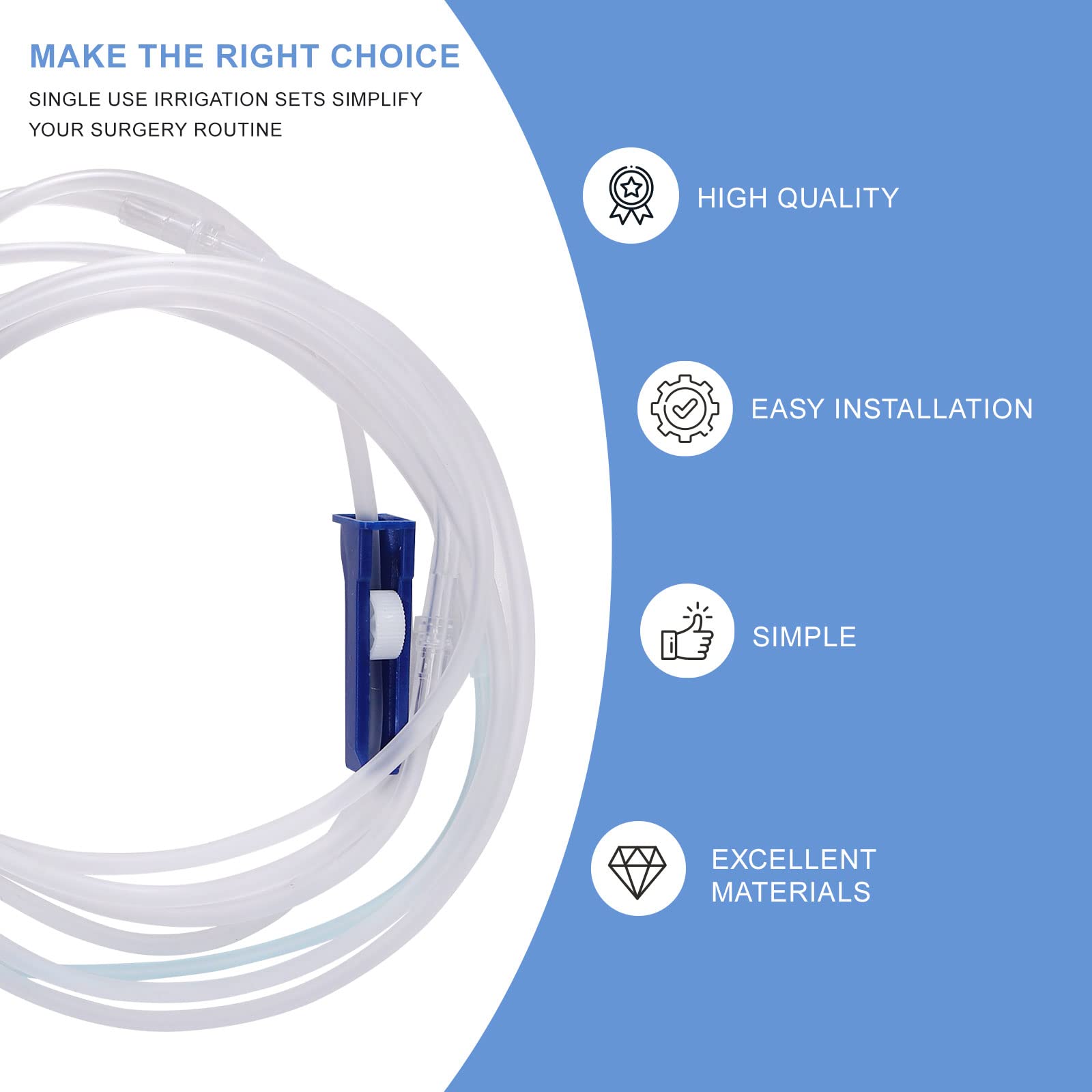 Dental Irrigation Tube Set Disposable Sterile Pieces of Tubing Compatible with Implant Motors Single use Individually Wrapped Pack of 5 (Aseptico 6000 Series)