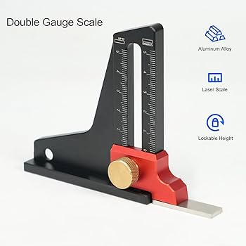 Tread Depth Gauge Woodworking 0-50mm Precise Saw Table Depth Measuring Ruler Aluminum Alloy Double Scale Tool Trimming Machine Height Gauge