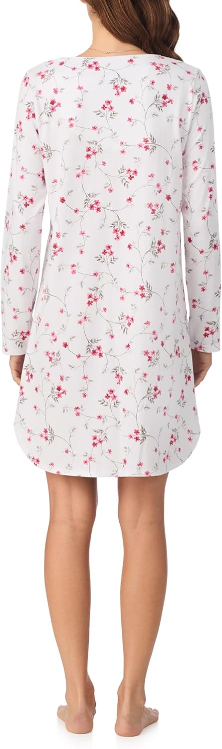 Eileen West Womens Sleepwear & Loungewear - 100% Cotton Peached Jersey Collection - Long Sleeve Soft & Cozy V-Neck Nightshirt - Image 4