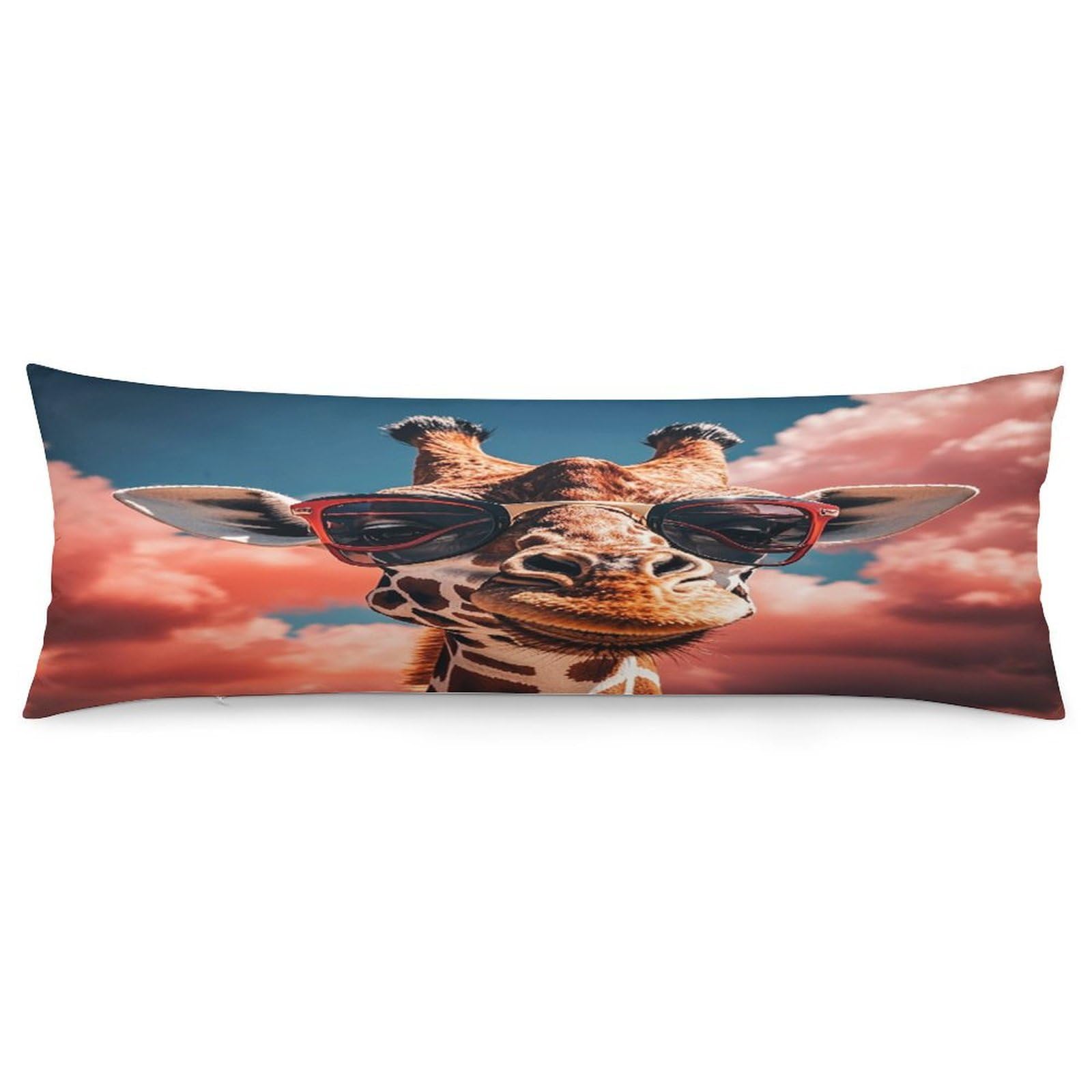 Giraffe Wearing Sunglasses Pillowcase Decorative Long Body Pillow Case Soft Breathable Body Pillow Cover Modern Large Pillowcase Cute Body Pillow Pillowcases for Bedroom Couch 18.9 X 53 Inch