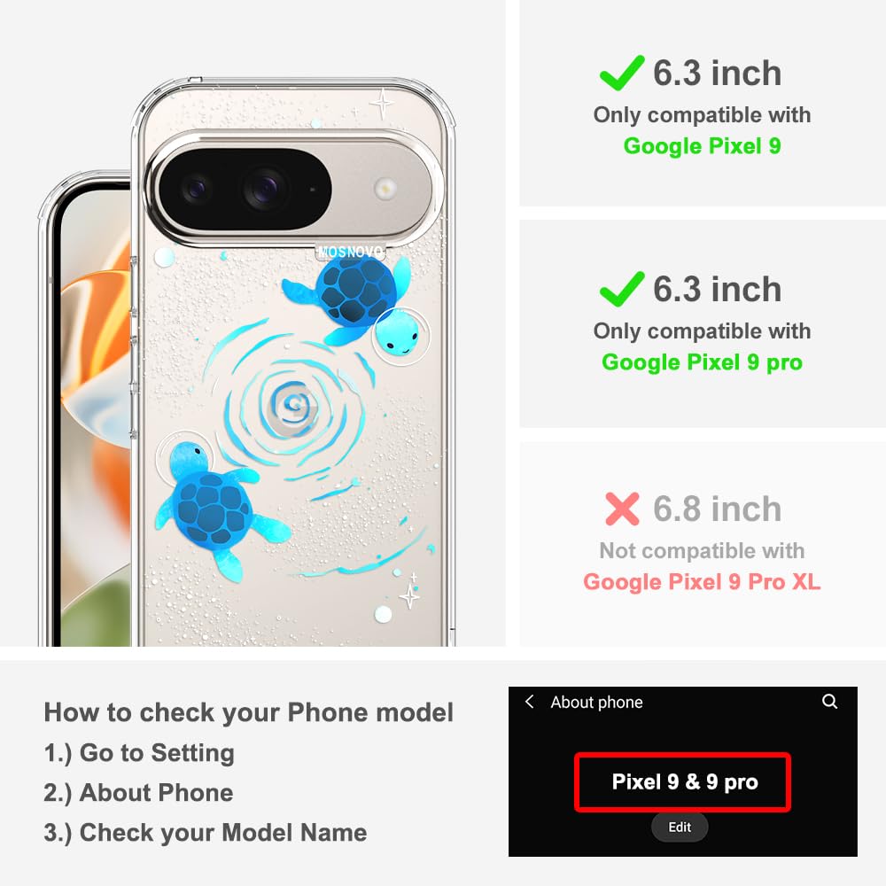 MOSNOVO Case for Google Pixel 10 & Pixel 10 Pro, [Buffertech 6.6ft Military-Grade Drop Protection] [Anti Peel Off Tech] Clear TPU Bumper Phone Case Cover Design - Cute Cherry — view 150