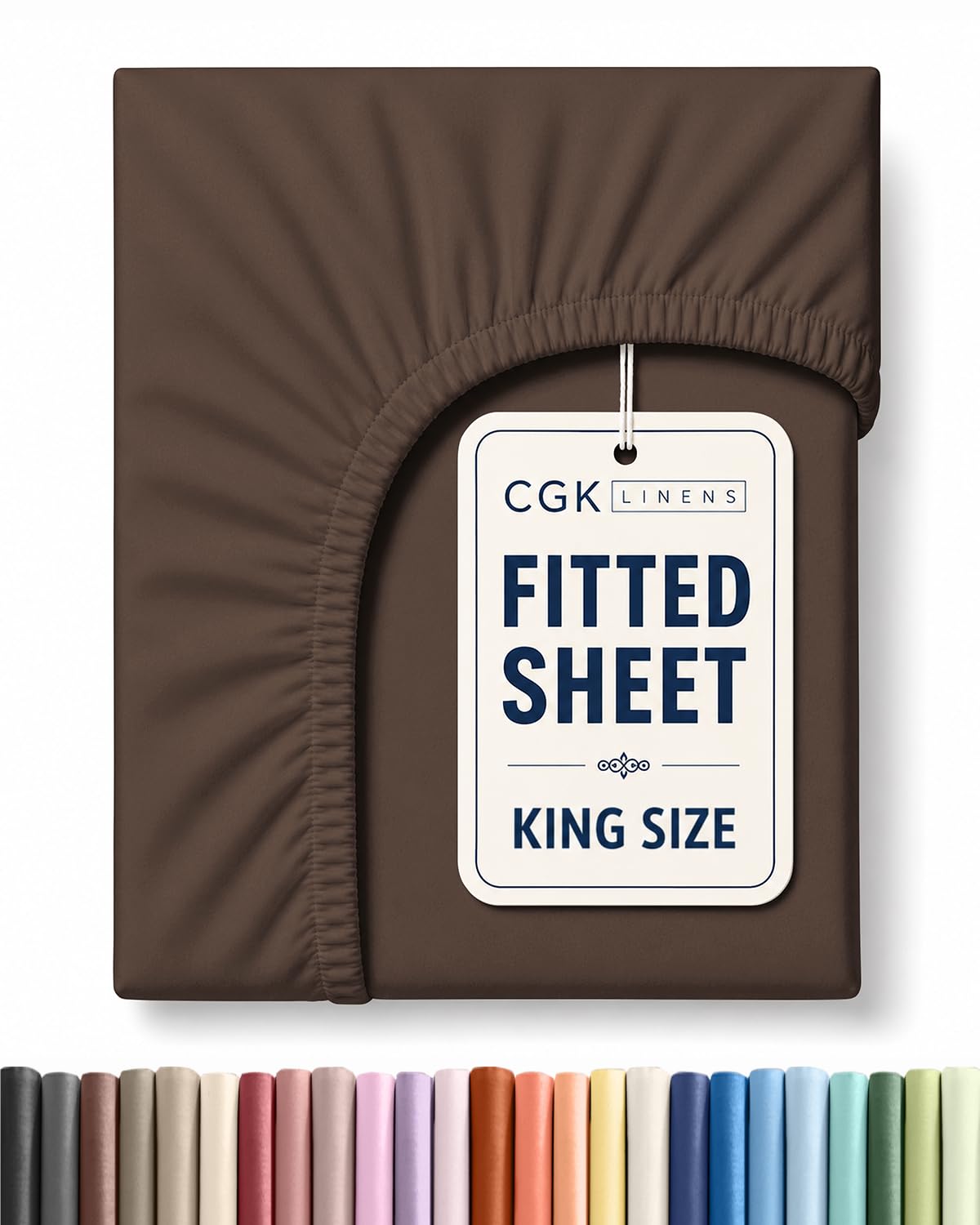 King Fitted Sheet - Single Fitted Sheet Only - 8-16" Deep Pockets - Brown
