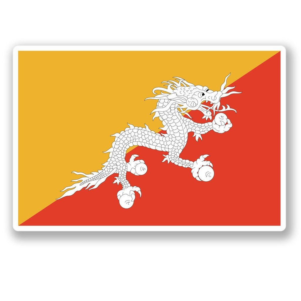 2 x 10cm/100mm Bhutan Flag Vinyl Sticker Decal Laptop Travel Luggage Car Bike Sign Fun #4419