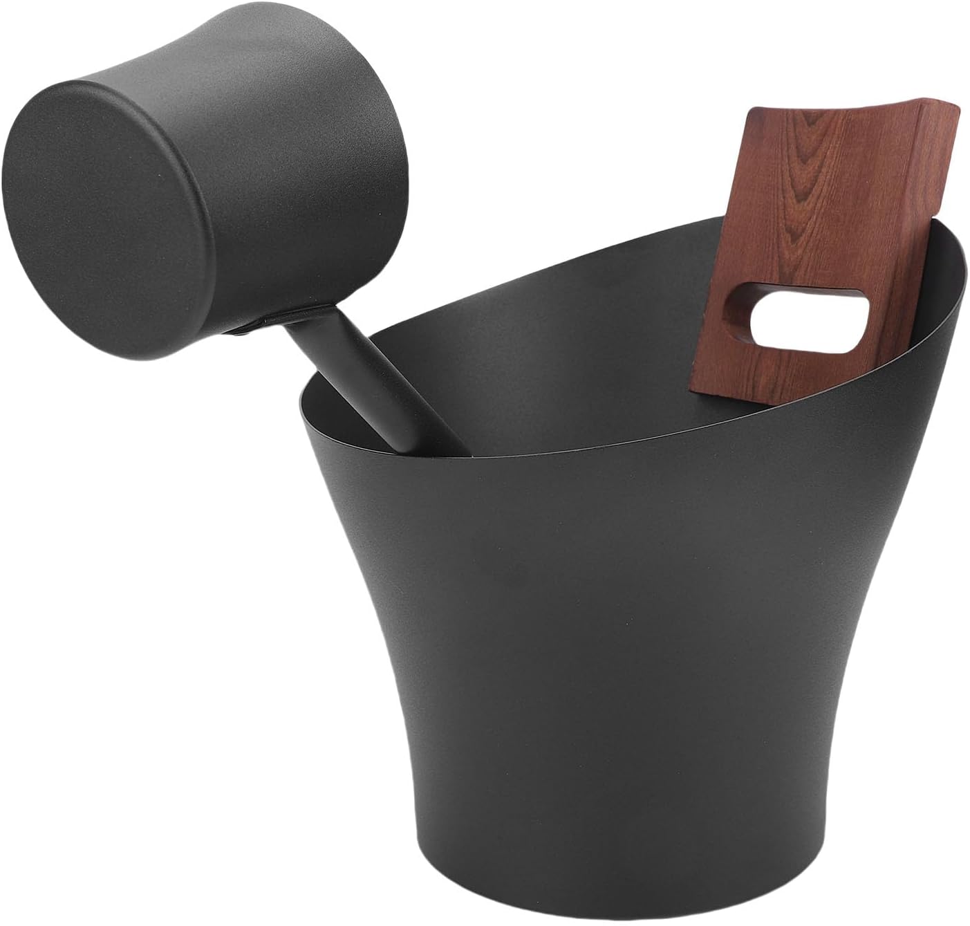 Buachois Sauna Bucket and Ladle Set with Thermometer Hygrometer, 5L Wood Aluminum Sauna Bucket Kit with Hourglass for Steam Room Sauna Accessories Indoor Outdoor Use