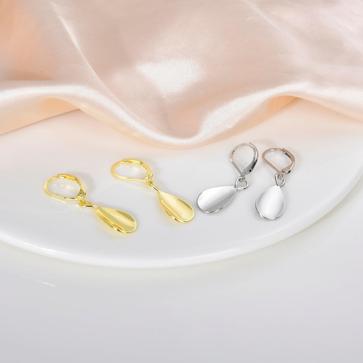 Teardrop Leverback Earrings Waterdrop Pendant Dangle Drop Earring Gold Silver Minimalist Jewelry for Women - Image 7