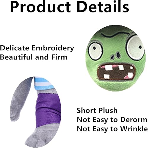 Miniatura 2 de JHESAO 3 piezas de peluche de plantas y zombis: figuras de peluche de PVZ de zombis piratas de martillo, vaquero y gargantuar