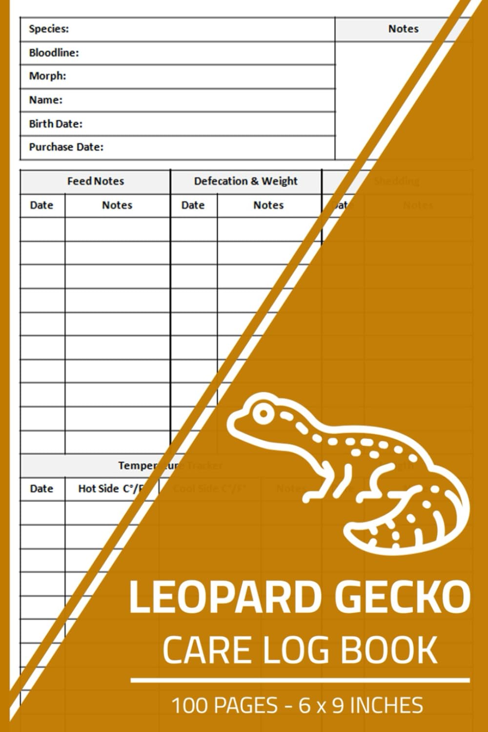 Leopard Gecko Care Log Book: Track Feeding, Shedding, Growth, and More | Leopard Gecko Husbandry Journal | Pet Reptile Care Record Logbook
