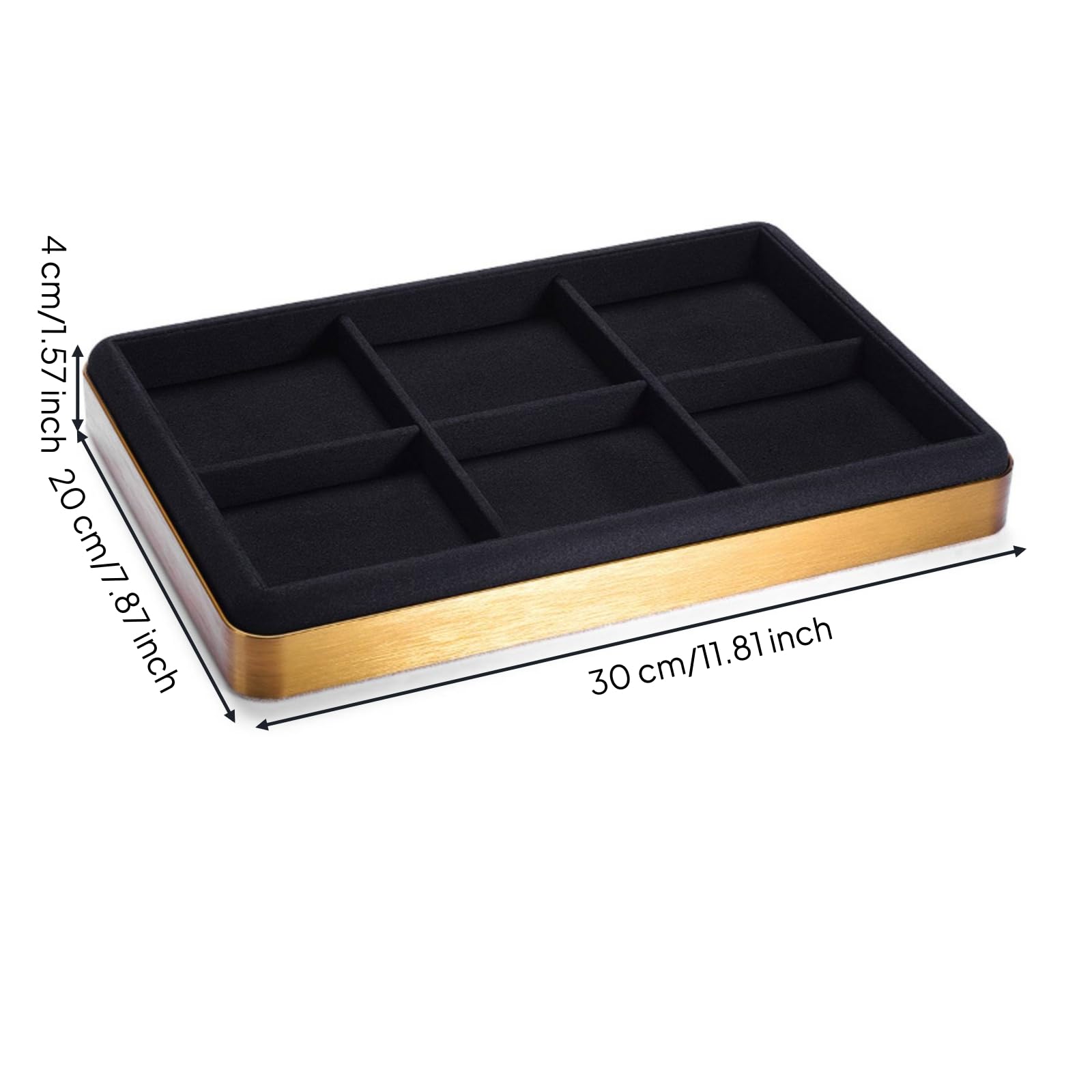 Gralara Plateau Rangement pour Bijoux Élégant, Plateau À Six Compartiments, Noir Élégant