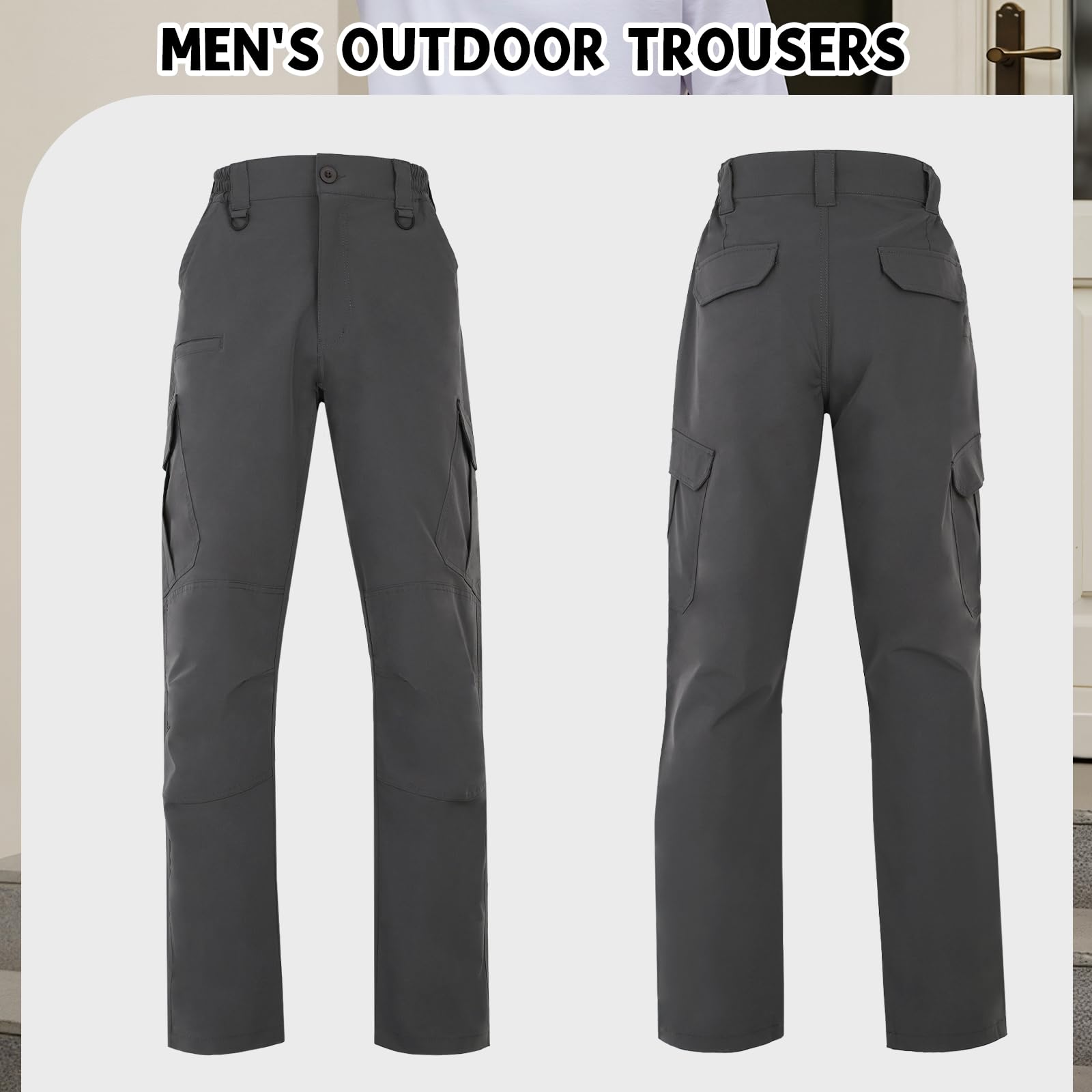 BWBIKE Pantalon de Randonnée Extérieur résistant à l'eau pour Hommes, Pantalon Cargo Tactique Léger en Ripstop pour Le Sport, Le Travail et Les Voyages de Combat