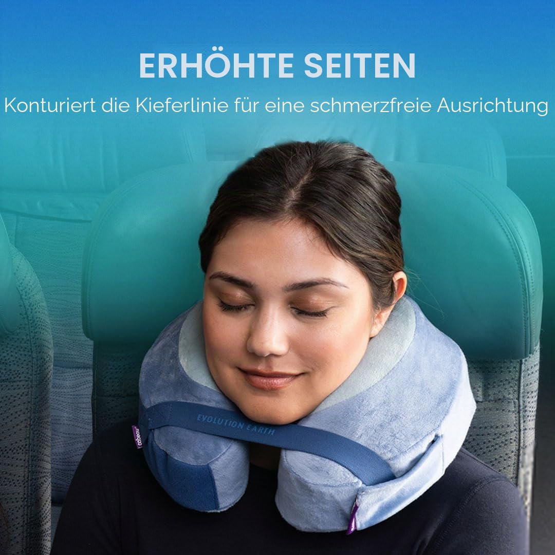 Cabeau Evolution Earth Reisekissen aus luxuriösem Memory-Schaum, das Beste Reisekissen mit 360-Grad-Kopfstütze, Hals und Kinn (Wind)
