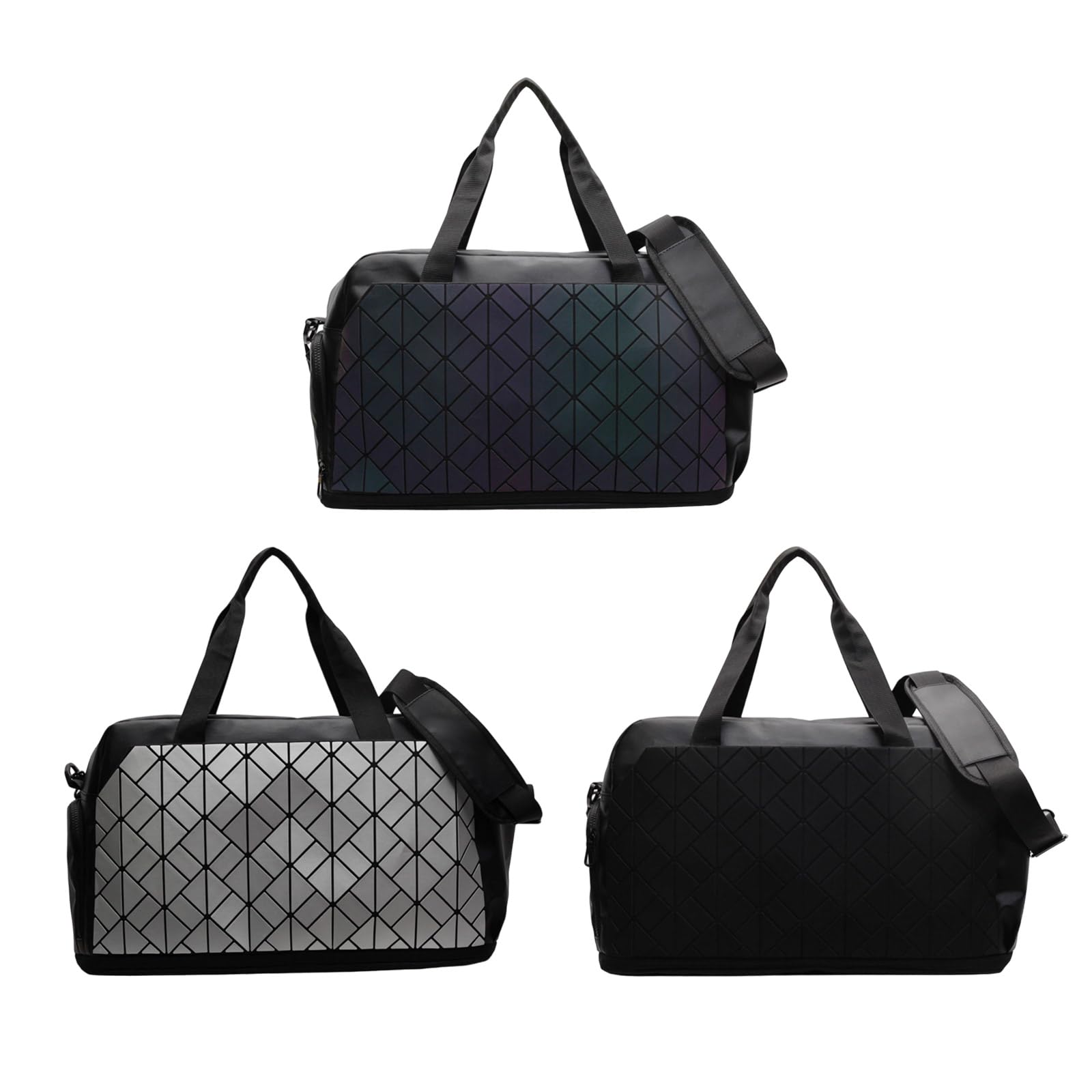 Elegante bolsa de viaje de gran capacidad con separación en seco y húmedo y compartimento para zapatos para gimnasio, deportes y, Silver