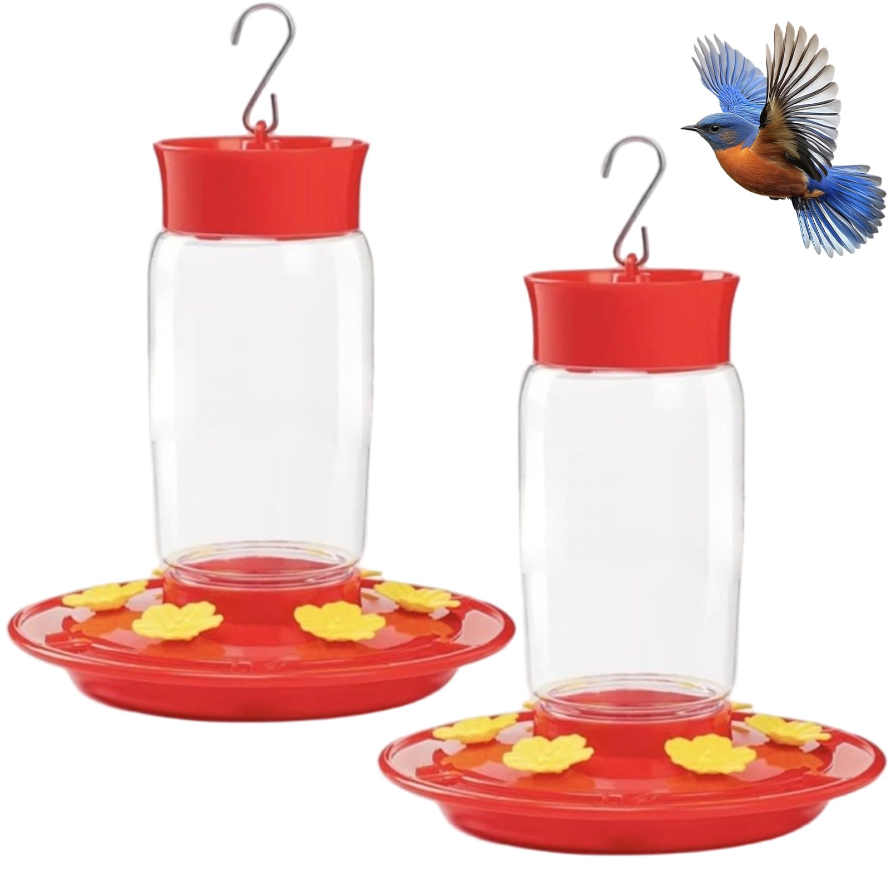Lot de 2 mangeoires pour colibris 22 oz suspendues extérieures avec 6 ports