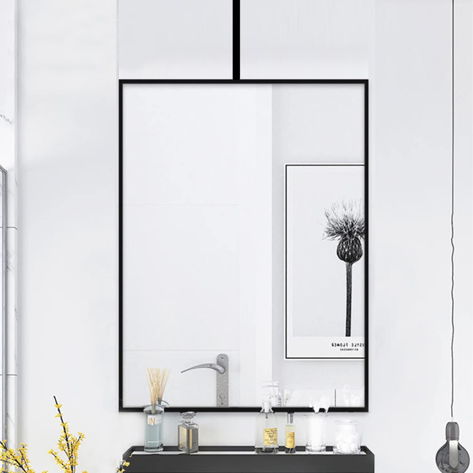 Cornice in Metallo Nero Appeso Asta Specchio Moderno soffitto a soffitto a soffitto per Bagno Bagno Soggiorno Ingresso Personalizzabile Boom in Metallo a Braccio Appeso (Size : 40cmx70cm)