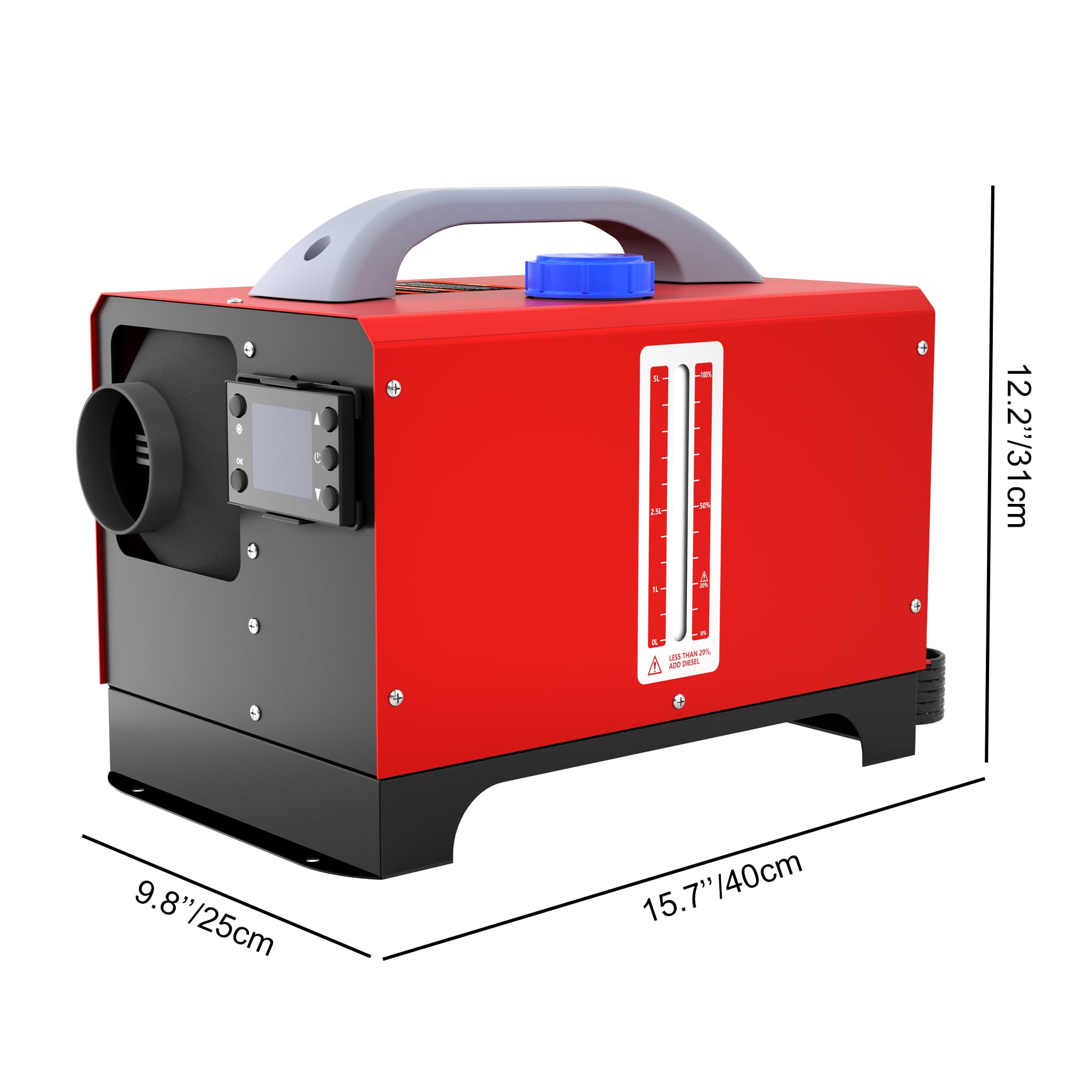 Aufun 8KW Riscaldatore Diesel, 12V Aria Riscaldatore ad Aria con Telecomando, Interruttore LCD per Auto Camper Barca Camion Camper Autobus (Rosso+Orizzonte)