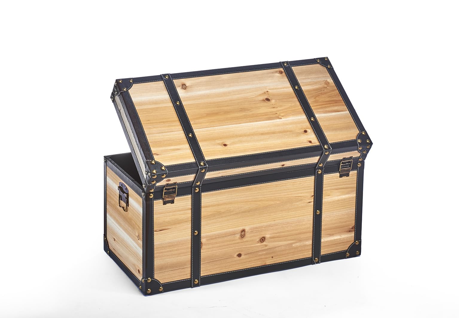 Kobolo Truhe Holztruhe FLORENCE mit Metalldetails und 70x35x38 cm