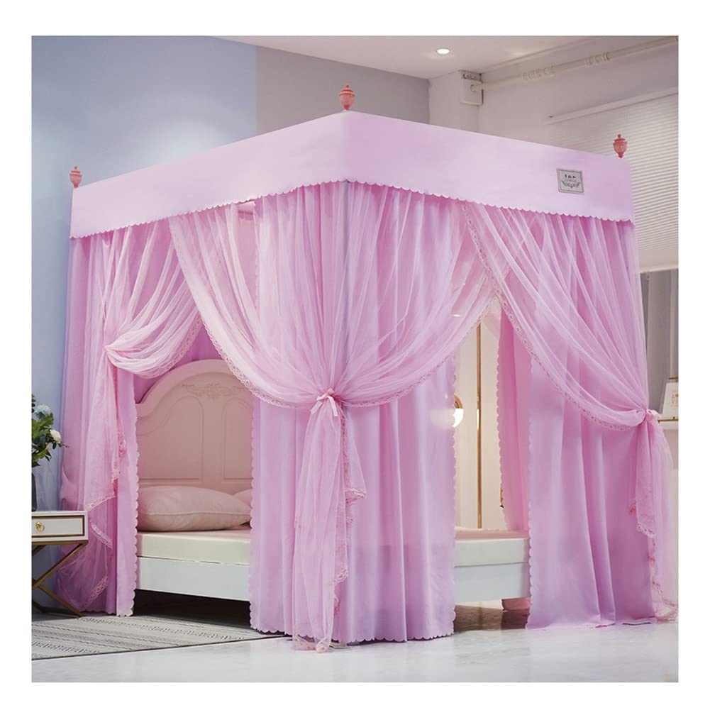 GJMSSMY Modern bed canopy mosquito net, single bed double bed bedroom romantic decoration bed curtain, with metal bracket (Color : Purple-1, Size : 180X200cm/71X79inch)