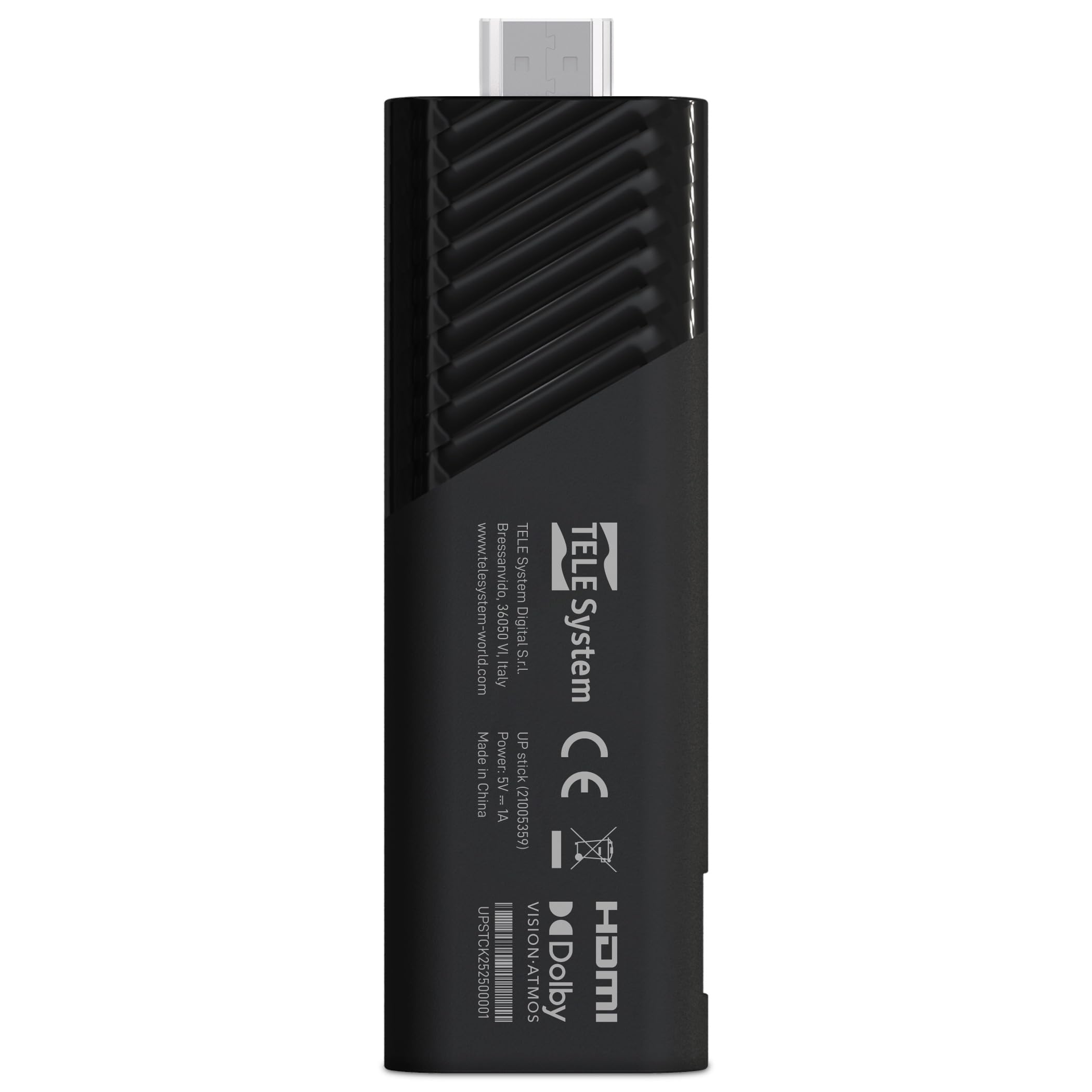 TELE System UP Stick Google TV 4K UHD HDMI, Wi-Fi Dual Band, Dolby Vision/Atmos, Google Assistant, 32GB, HDR10+, Telecomando Voice Control 2in1, Streaming Netflix, Prime Video, Disney+, YouTube