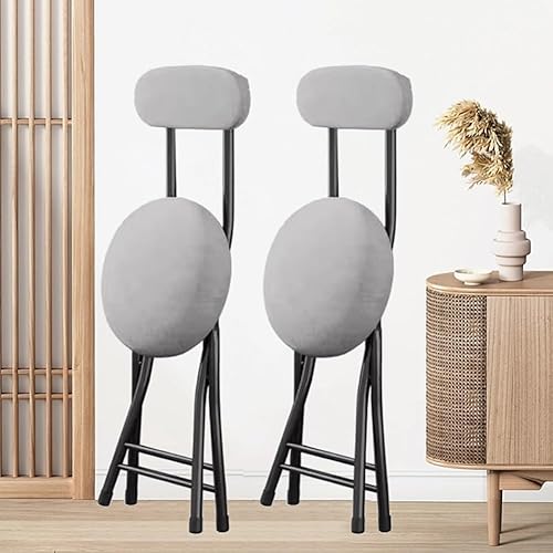 Miniatura 4 de Juego de 2 taburetes portátiles, taburetes plegables de poliuretano acolchado con respaldo, taburetes de bar de altura de encimera de cocina para
