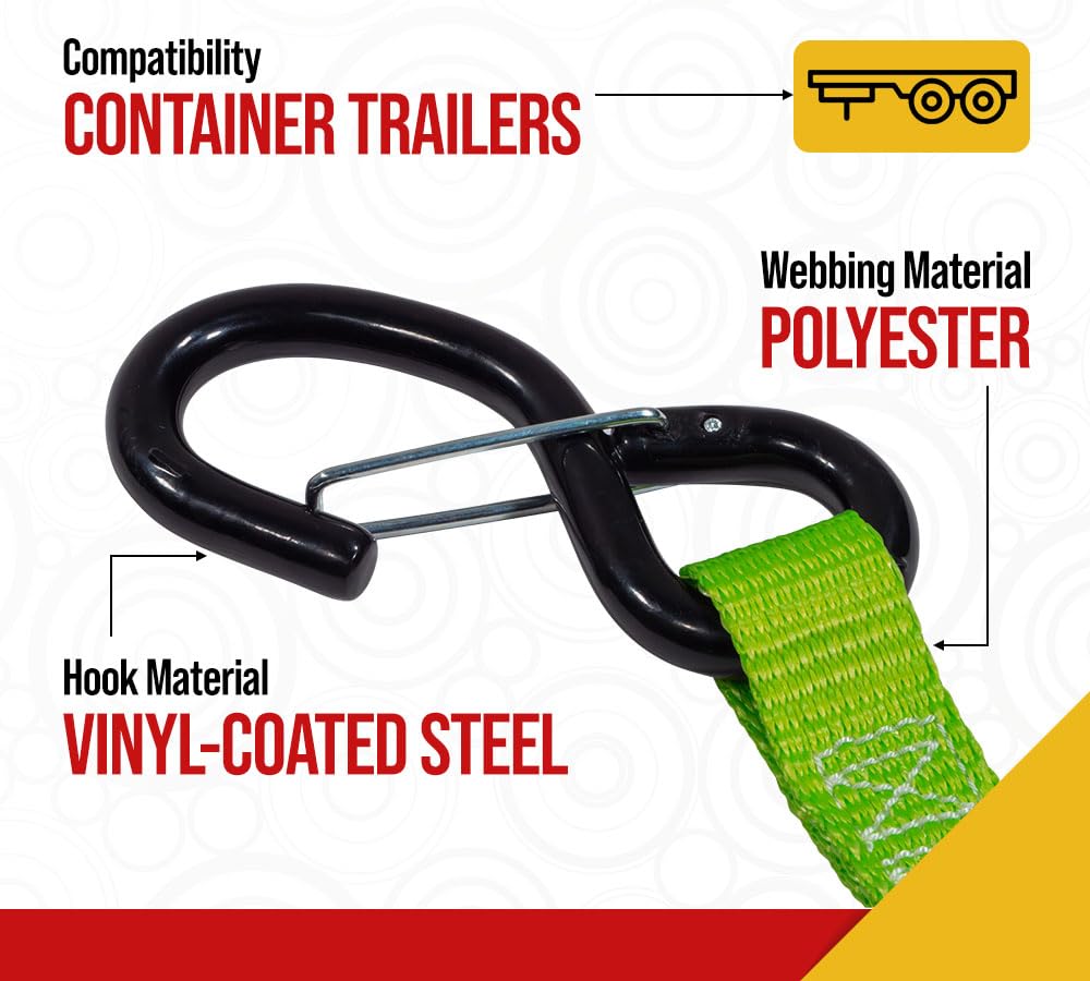 Trailer Door Limit Strap 32 Inch Long 800 lbs WLL Safety Green Webbing for Opening Swing Doors