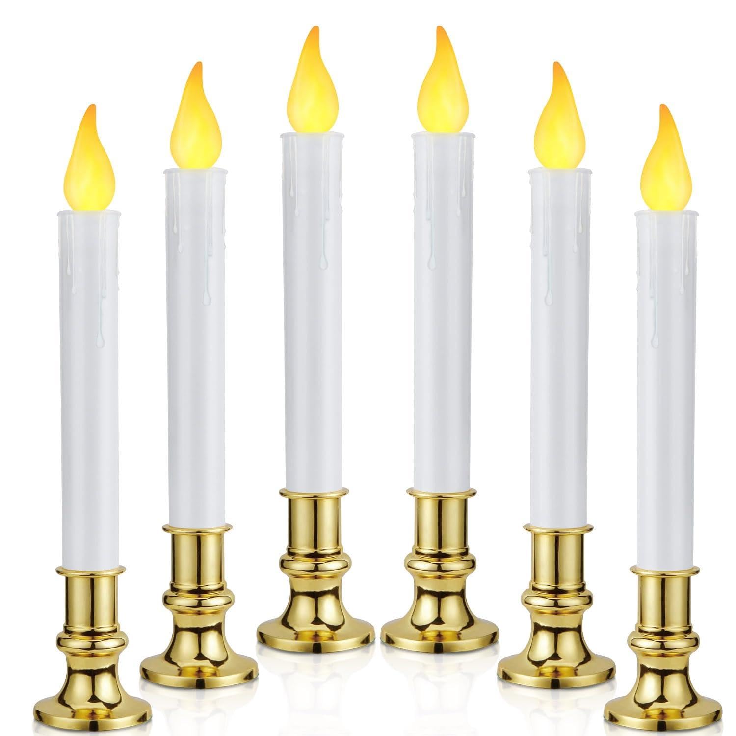 Luces de ventana de Navidad sin cables con base dorada elegante 7