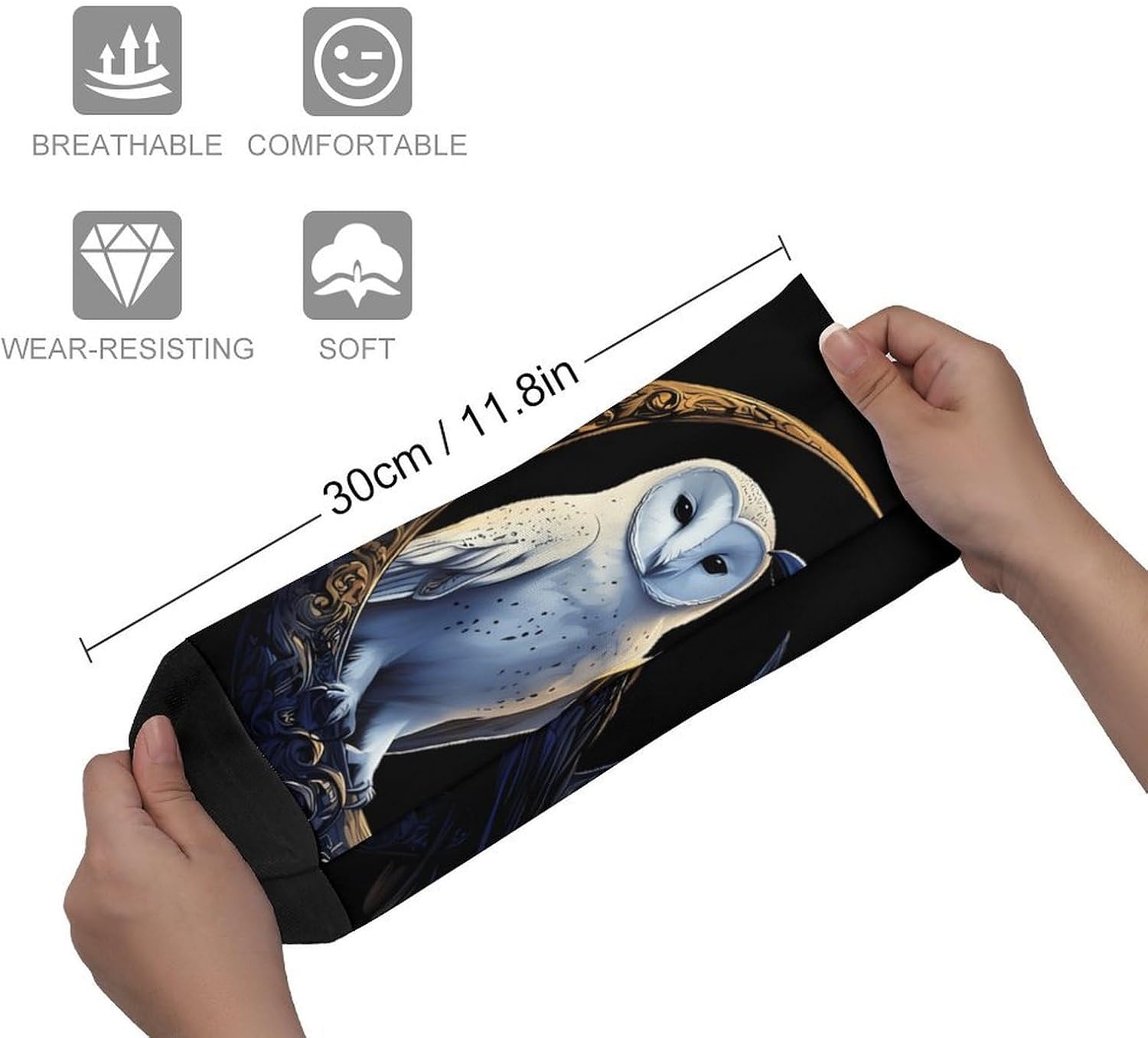 Owl-Crow-Moon Knee High Socks Athletic Long Stockings Sport Casual Crew Tube Sock Boot