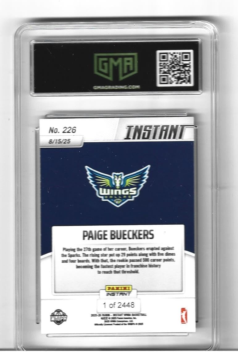 Graded Gem Mint 10 Paige Bueckers 2025 Basketball Rookie Card Instant #226 Breaks Franchise Scoring Record Rookie Of The Year Winner