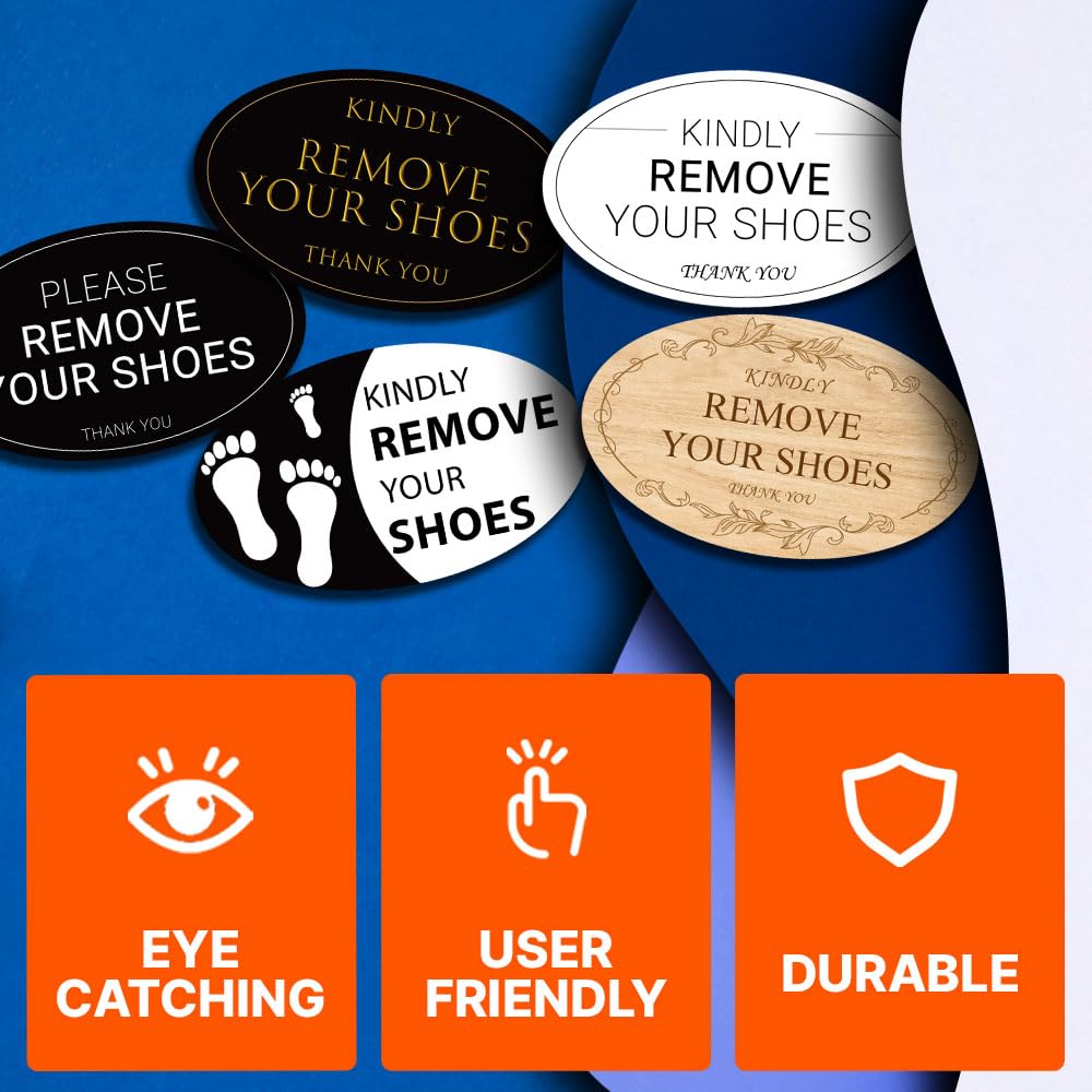 GEEKBEAR Remove Your Shoes Sign - 2 Pack Acrylic, Unique, Durable - 6.3 x 3.8 in (Footprint), 6.3 x 3.8 inches - Image 3