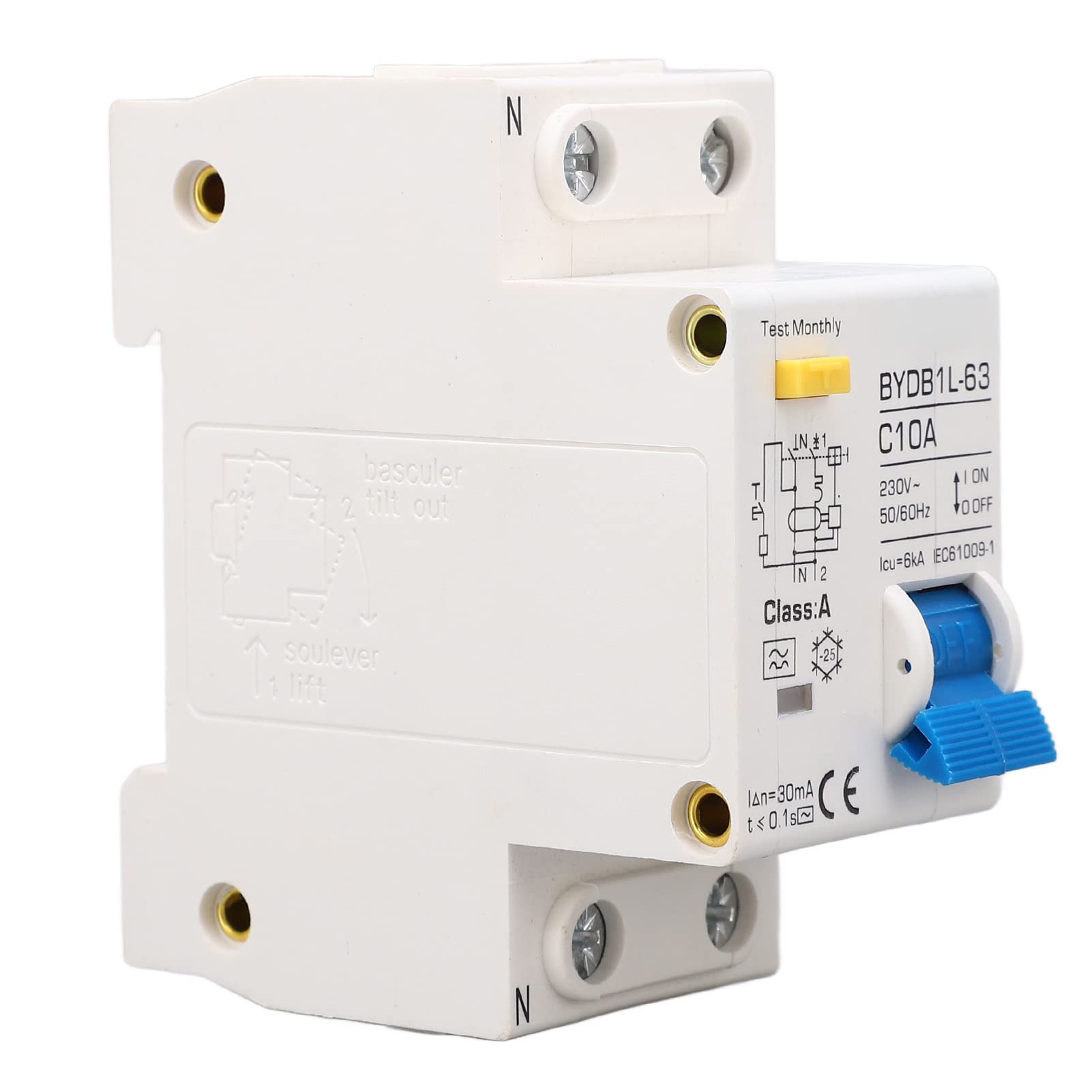 Current Circuit Breaker, Circuit Breaker 1P+N Leakage Guarding Switch 10A AC DIN Rail MCB for Home, #911 - Image 2