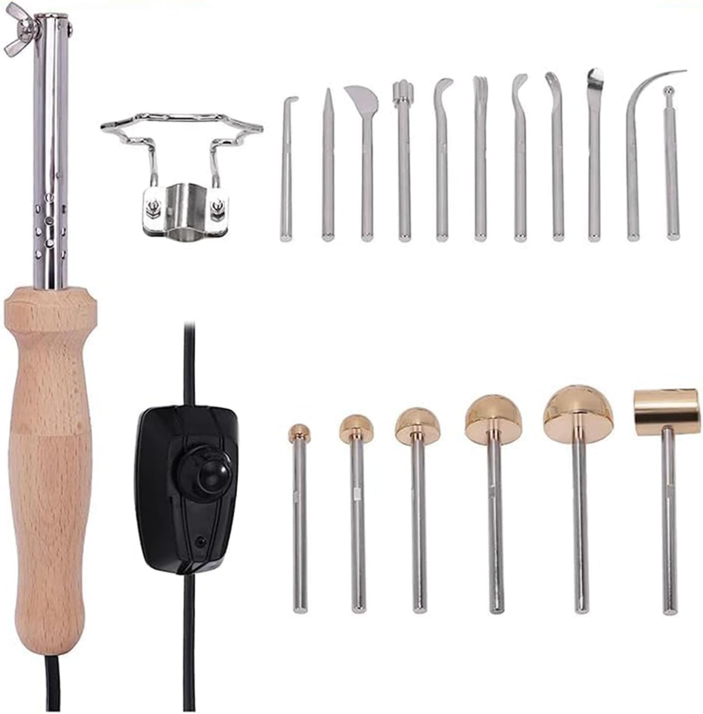 DIY Cloth Fabric Flower Making Tools Kit, 17 Heads Artificial Flower Ironing Machine, Electric Fabric Flower Maker, Brass Fake Flower Making Tools Kit, for Homes, Handicraft
