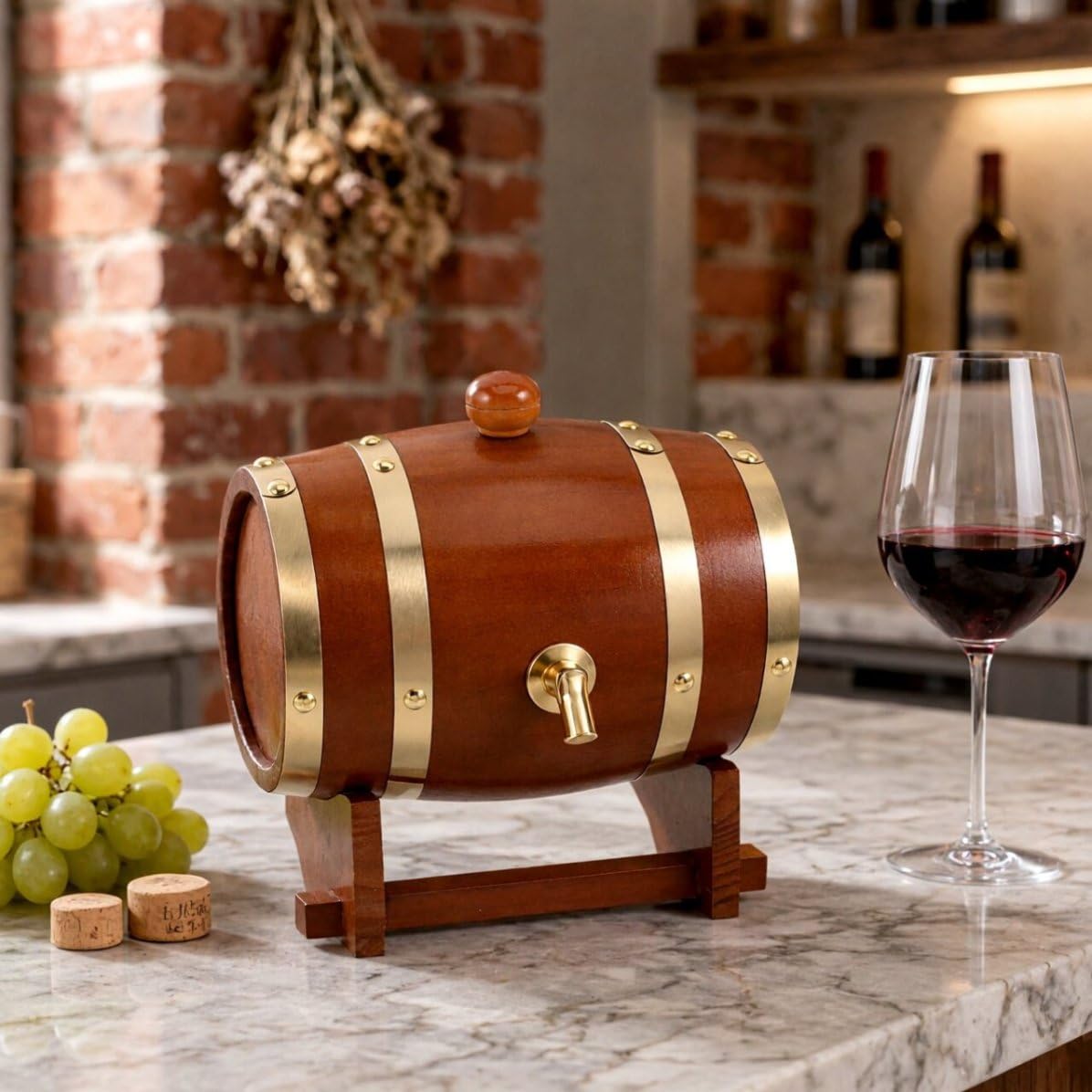 Barril de Roble de 1.5 con Soporte y Grifo para Añejar
