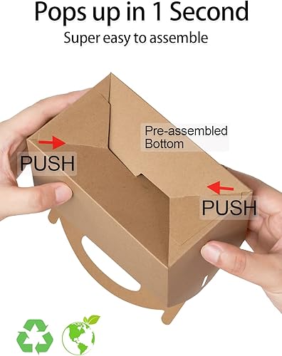 Miniatura 2 de Happyhiram 12 cajas de golosinas para fiestas, cajas de dulces en papel kraft marrón con asas, cajas de 6 pulgadas, bolsas de regalo para fiestas,