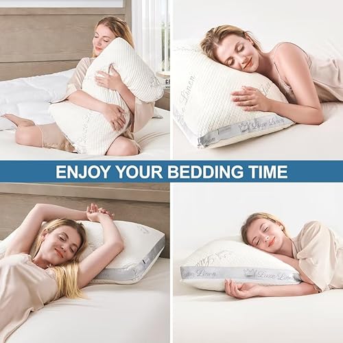 Miniatura 6 de Almohadas tamaño King, almohadas de espuma viscoelástica trituradas, almohada de cama ajustable para dormir, almohadas de cama de algodón orgánico