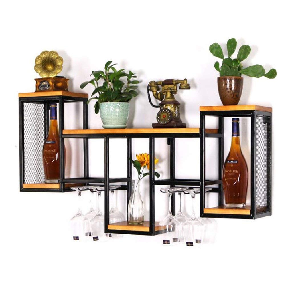Porte-bouteilles en fer avec porte-verres à pied intégré pour organisation optimale du vin