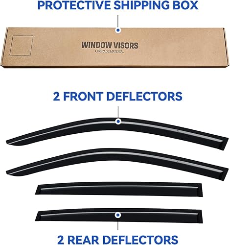 Vista 24 de Viseras de ventana in-Channel, protectores contra la lluvia para 2011-2023 Dodge Charger, visores de ventilación de ventana con deflectores