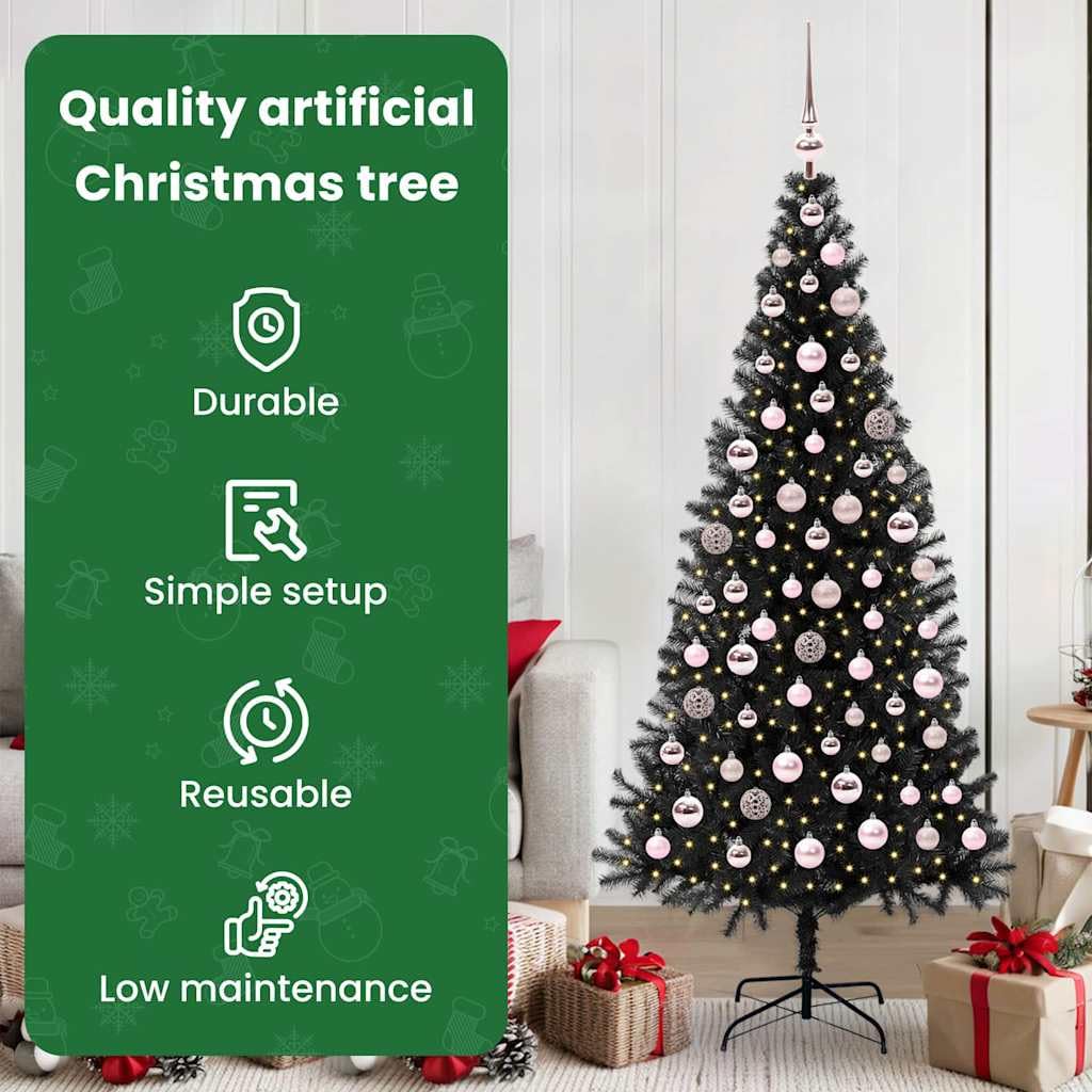vidaXL Albero di Natale Nero 180 cm PVC
