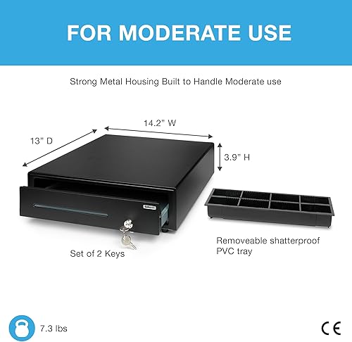 Miniatura 4 de Safescan LD-3336 Cajón negro para efectivo con diseño de 3 billetes8 monedas, compartimento extraíble para monedas, potencia de 12 V dura al menos