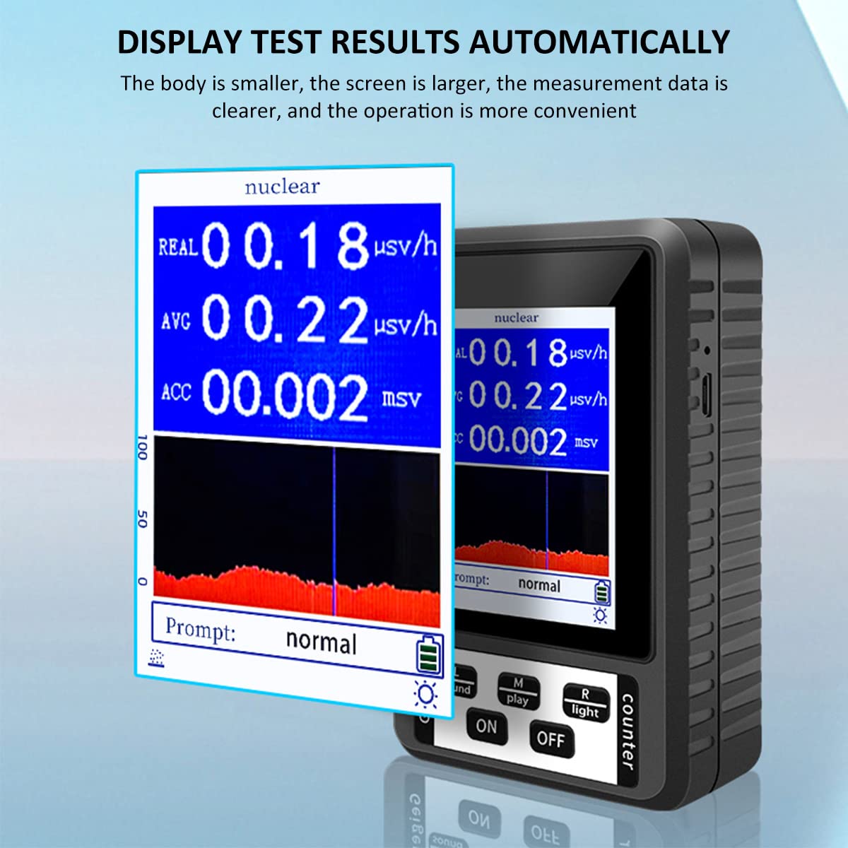 Contatore Geiger, radiometro radioattività, riutilizzabile, misuratore EMF, ricarica USB, dosimetro retroilluminato, dosimetro personale, radioattività, Sch