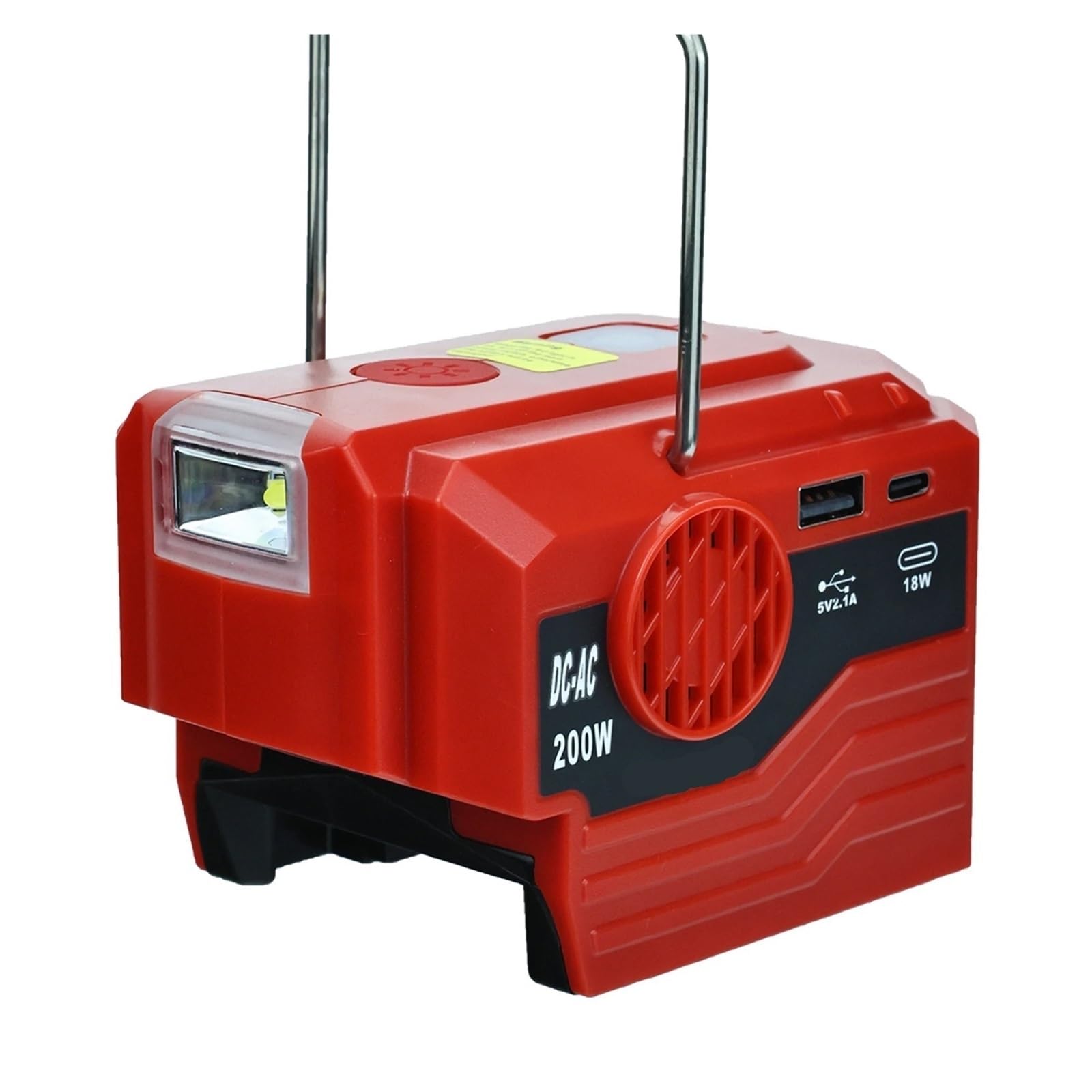 Falownik, Przenośny inwerter zewnętrzny 200 W, 18 V, akumulator do zasilacza AC USB, konwerter z konwerterem światła